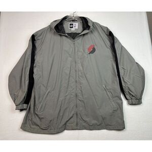 Puma Blazers Basketball Windbreaker Jacket‎ Gray Logo Zip up Size XL Pockets